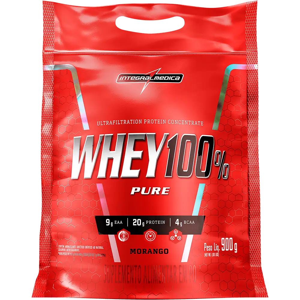 Whey Concentrado 100% Pure REFIL 907g Morango